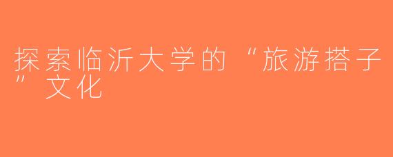 探索临沂大学的“旅游搭子”文化
