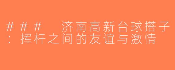 ### 济南高新台球搭子：挥杆之间的友谊与激情