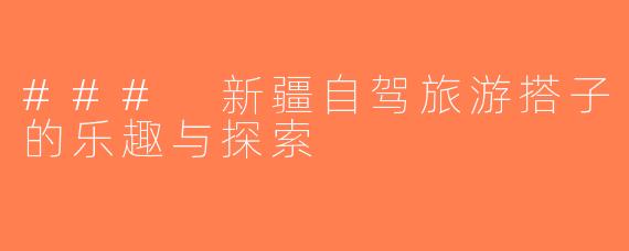 ### 新疆自驾旅游搭子的乐趣与探索