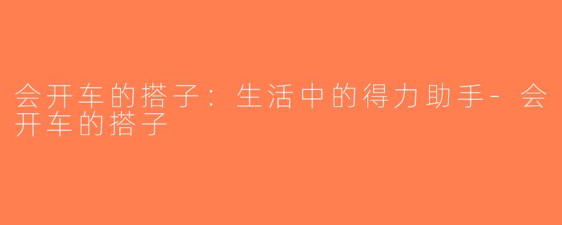 会开车的搭子：生活中的得力助手-会开车的搭子