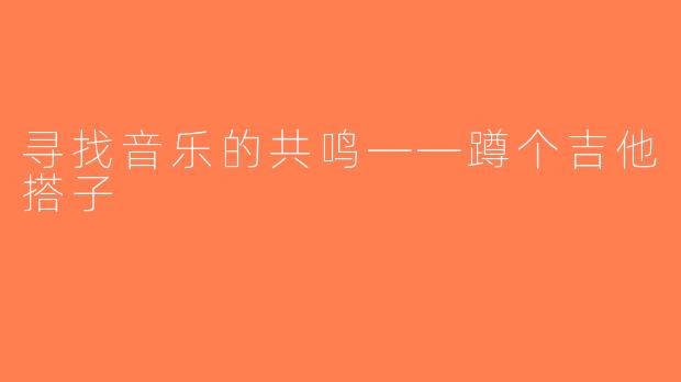寻找音乐的共鸣——蹲个吉他搭子