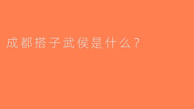 成都搭子武侯是什么？