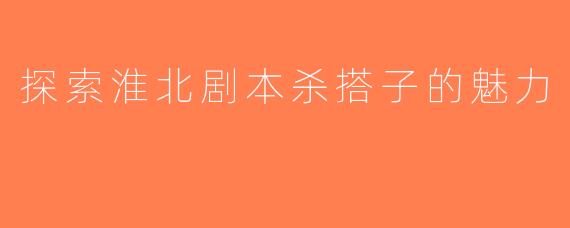探索淮北剧本杀搭子的魅力