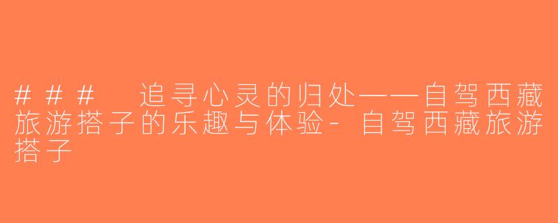 ### 追寻心灵的归处——自驾西藏旅游搭子的乐趣与体验-自驾西藏旅游搭子