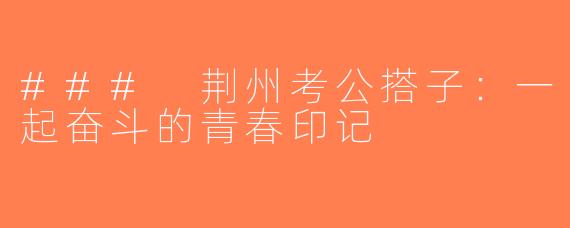 ### 荆州考公搭子：一起奋斗的青春印记