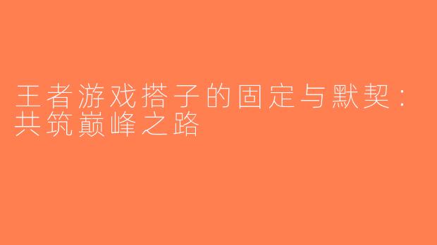 王者游戏搭子的固定与默契：共筑巅峰之路