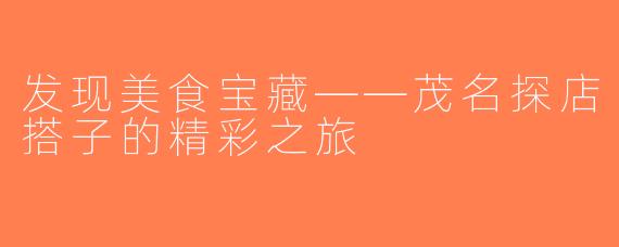 发现美食宝藏——茂名探店搭子的精彩之旅