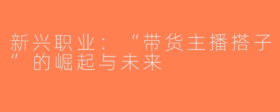 新兴职业：“带货主播搭子”的崛起与未来
