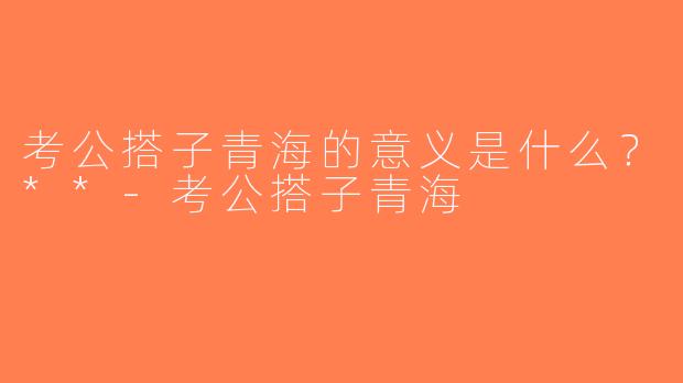 考公搭子青海的意义是什么？**-考公搭子青海