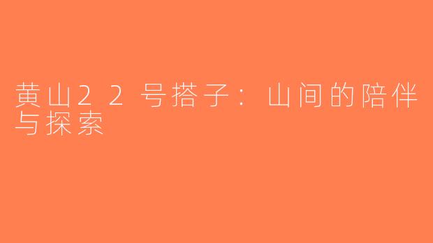 黄山22号搭子：山间的陪伴与探索