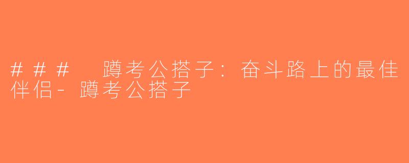 ### 蹲考公搭子：奋斗路上的最佳伴侣-蹲考公搭子