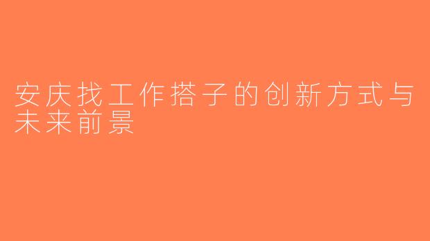 安庆找工作搭子的创新方式与未来前景