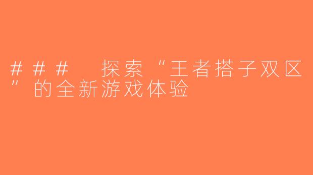 ### 探索“王者搭子双区”的全新游戏体验