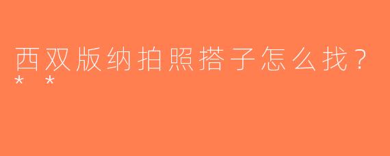 西双版纳拍照搭子怎么找？**