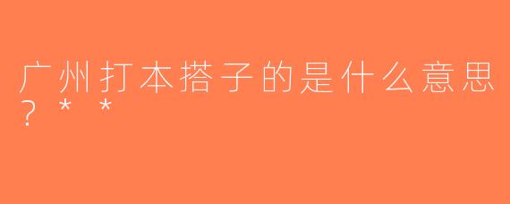 广州打本搭子的是什么意思？**