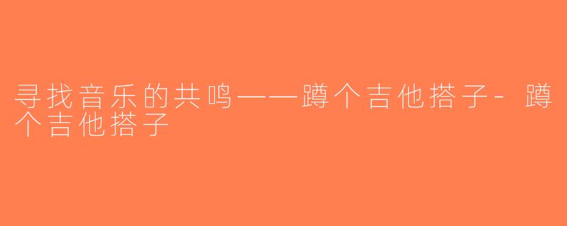 寻找音乐的共鸣——蹲个吉他搭子-蹲个吉他搭子