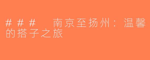 ### 南京至扬州：温馨的搭子之旅