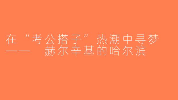 在“考公搭子”热潮中寻梦 —— 赫尔辛基的哈尔滨