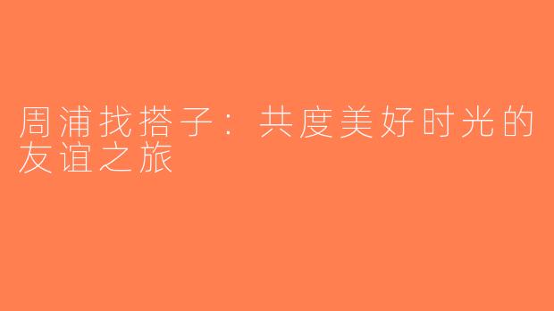周浦找搭子：共度美好时光的友谊之旅