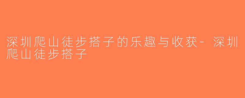 深圳爬山徒步搭子的乐趣与收获-深圳爬山徒步搭子