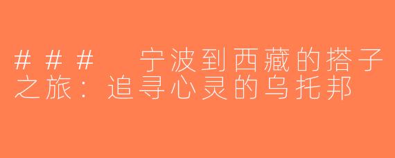 ### 宁波到西藏的搭子之旅：追寻心灵的乌托邦