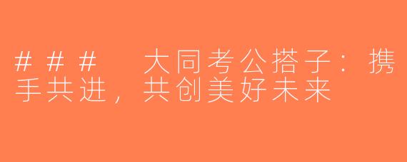 ### 大同考公搭子：携手共进，共创美好未来