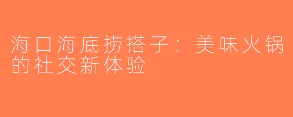 海口海底捞搭子：美味火锅的社交新体验