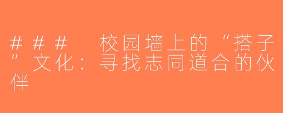 ### 校园墙上的“搭子”文化：寻找志同道合的伙伴