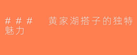 ### 黄家湖搭子的独特魅力