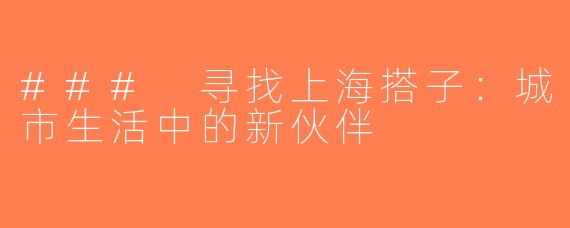### 寻找上海搭子：城市生活中的新伙伴
