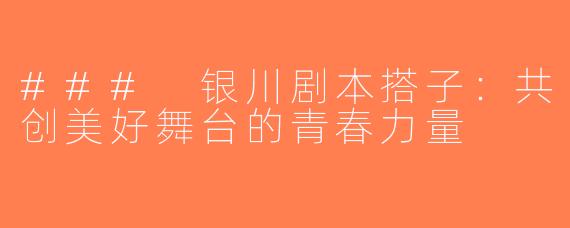 ### 银川剧本搭子：共创美好舞台的青春力量