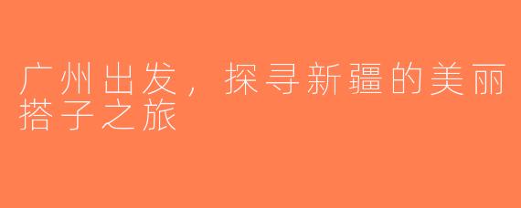 广州出发，探寻新疆的美丽搭子之旅