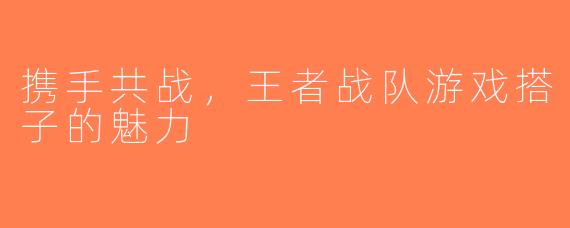 携手共战，王者战队游戏搭子的魅力