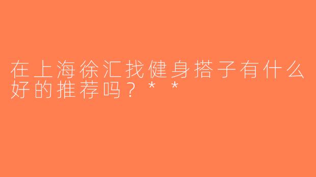 在上海徐汇找健身搭子有什么好的推荐吗？**