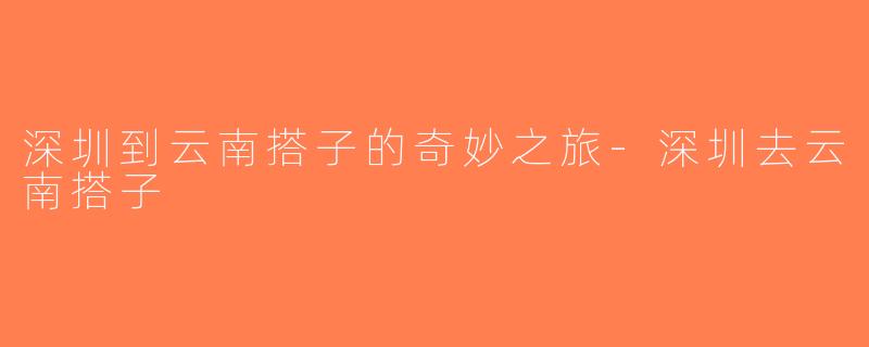 深圳到云南搭子的奇妙之旅-深圳去云南搭子