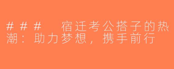 ### 宿迁考公搭子的热潮：助力梦想，携手前行