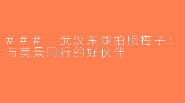 ### 武汉东湖拍照搭子：与美景同行的好伙伴