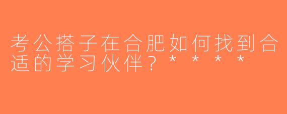 考公搭子在合肥如何找到合适的学习伙伴？****