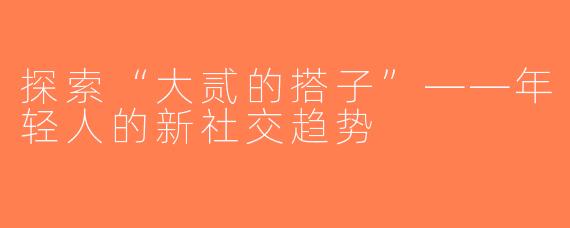 探索“大贰的搭子”——年轻人的新社交趋势