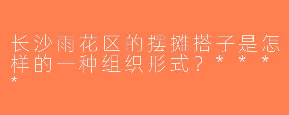 长沙雨花区的摆摊搭子是怎样的一种组织形式？****