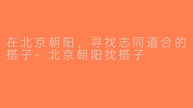 在北京朝阳，寻找志同道合的搭子-北京朝阳找搭子