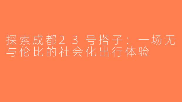 探索成都23号搭子：一场无与伦比的社会化出行体验