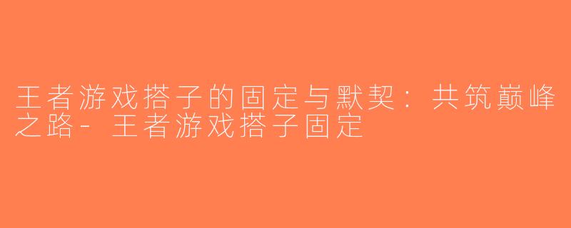 王者游戏搭子的固定与默契：共筑巅峰之路-王者游戏搭子固定