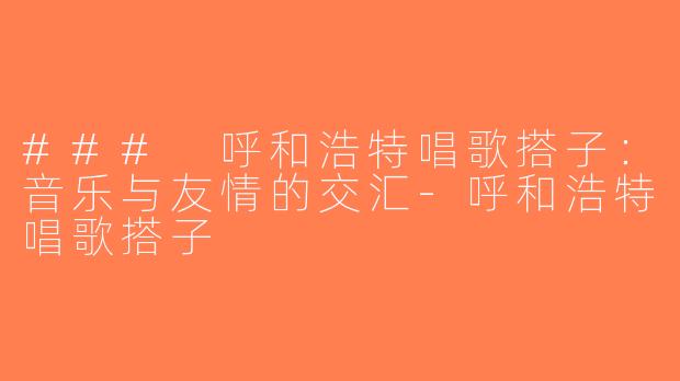 ### 呼和浩特唱歌搭子：音乐与友情的交汇-呼和浩特唱歌搭子