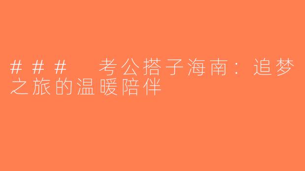 ### 考公搭子海南：追梦之旅的温暖陪伴