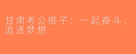 甘肃考公搭子：一起奋斗，追逐梦想