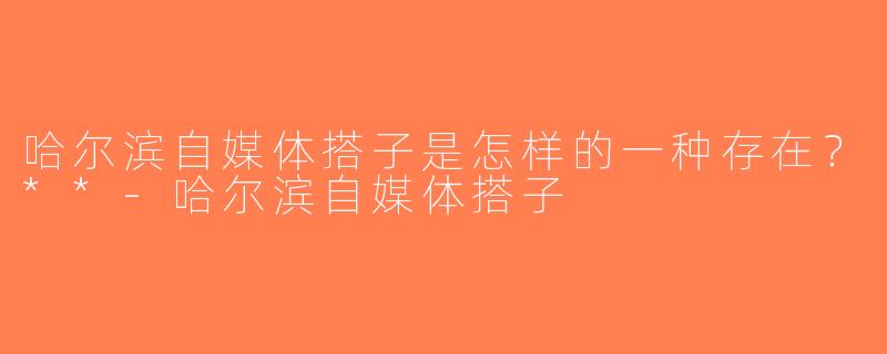 哈尔滨自媒体搭子是怎样的一种存在？**-哈尔滨自媒体搭子