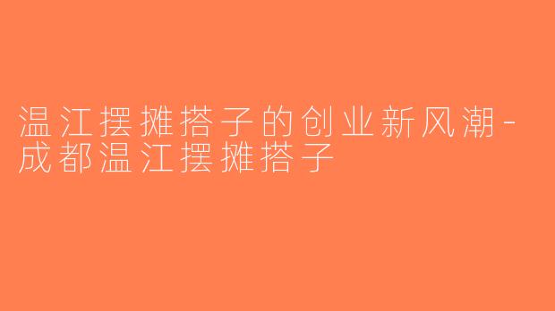 温江摆摊搭子的创业新风潮-成都温江摆摊搭子