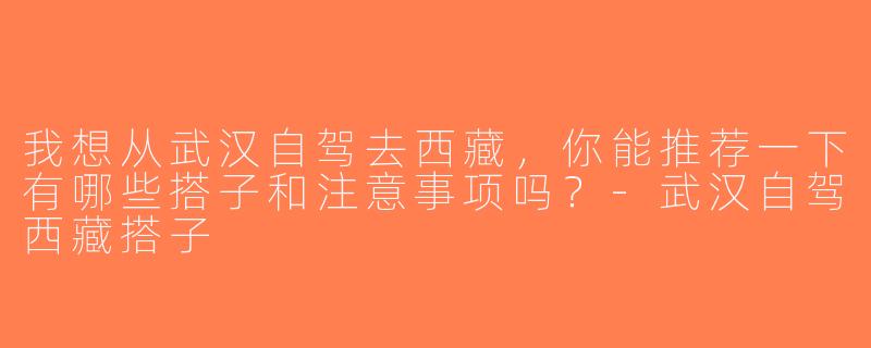 我想从武汉自驾去西藏，你能推荐一下有哪些搭子和注意事项吗？-武汉自驾西藏搭子