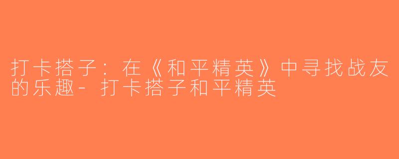 打卡搭子：在《和平精英》中寻找战友的乐趣-打卡搭子和平精英